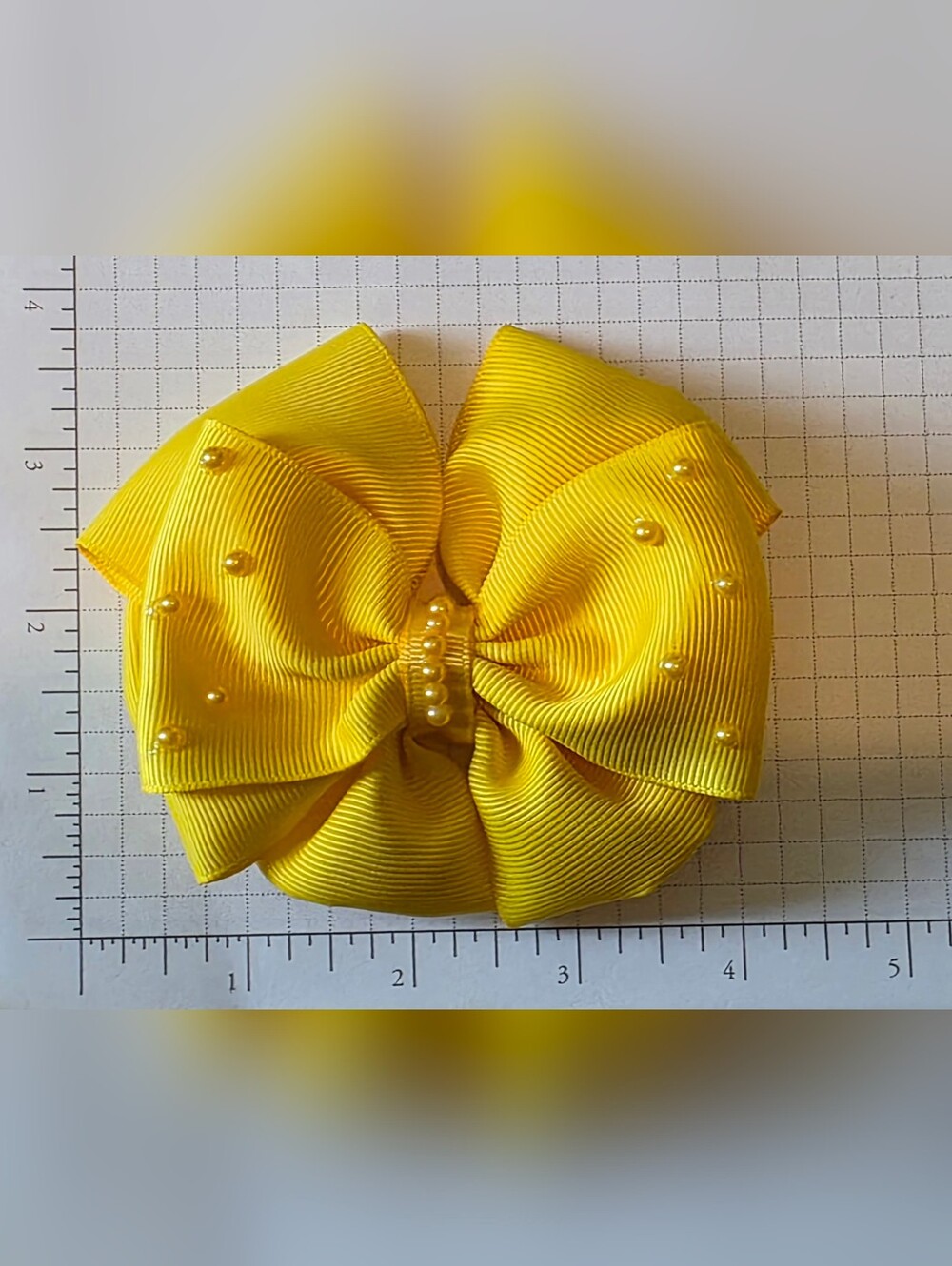 Sunny Grosgrain Hair Bow with Pearl Beads